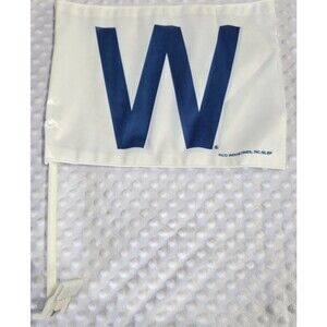 Chicago Cubs W Flag MLB Baseball White Blue Rico Industries Wrigley Field Auto